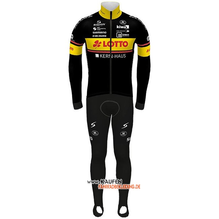 Lotto-kern Haus Langarmtrikot und Lange Tragerhose 2021 Shwarz Gelb